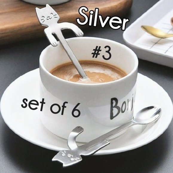 𝅺NEW Rainbow Colorful Stainless Steel Cat Coffee Dessert Spoons - Picture 4 of 11